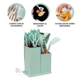 SET ACCESORIOS COCINA VERDE