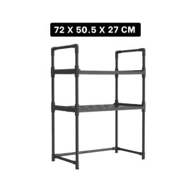 Organizador de Cocina de 2 Niveles para Microondas con Asas – Negro