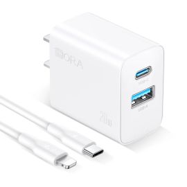 Cargador 2 Puertos y Cable Tipo C a Lightning GAR163 - 1HORA