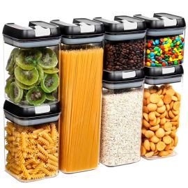 Set de 7 Contenedores Herméticos de Acrílico para Alimentos - Negro